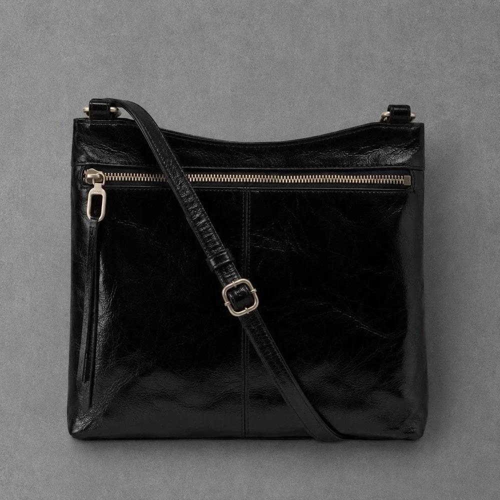 HOBO International Cambel Black Leather Crossbody Shoulder Bag Purse Slim